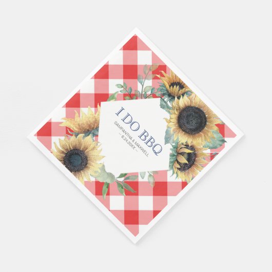 Serviette En Papier Tournesol rustique rouge En vichy grange Mariage (Coin)