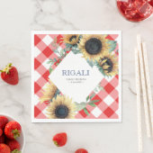 Serviette En Papier Tournesol rustique Rouge En vichy Réunion familial (En situation)