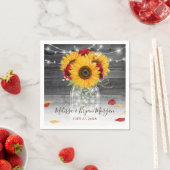 Serviette En Papier Tournesol rustique Rouge Rose Mariage d'aquarelle (En situation)