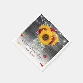 Serviette En Papier Tournesol rustique Rouge Rose Mariage d'aquarelle (Coin)