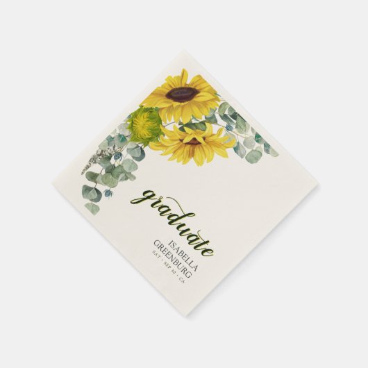 Serviette En Papier Tournesol Script Graduation Party (Coin)