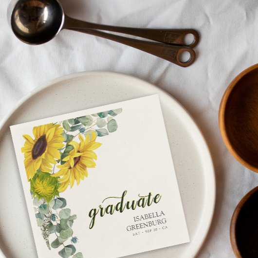 Serviette En Papier Tournesol Script Graduation Party