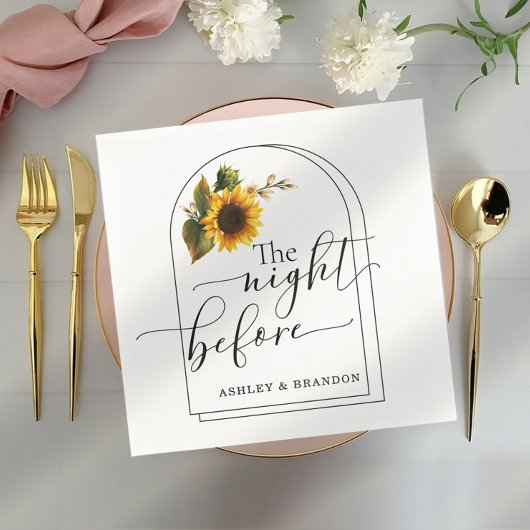Serviette En Papier Tournesol Script Minimal La Nuit Avant Les Serviet