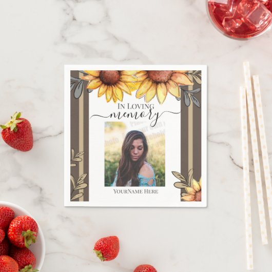 Serviette En Papier Tournesol Simple Photo Funéraire Garde (En situation)