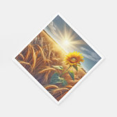 Serviette En Papier Tournesol Solitaire En Champ De Blé (Coin)