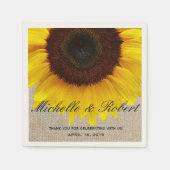 Serviette En Papier Tournesol sur Burlap Mariage campagnard rustique p (Devant)