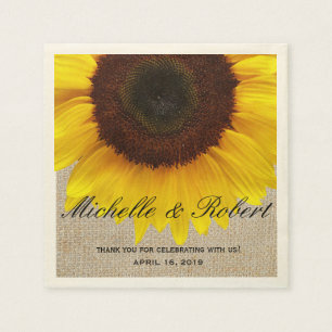 Serviette En Papier Tournesol sur Burlap Mariage campagnard rustique p
