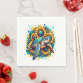 Serviette En Papier Tournesol Tortue (En situation)