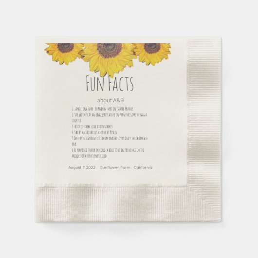 Serviette En Papier Tournesol trio - Fun Facts Napkins (Devant)
