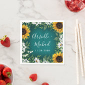 Serviette En Papier Tournesol turquoise Pays Rustique Mariage serviett (En situation)