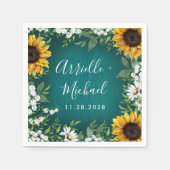 Serviette En Papier Tournesol turquoise Pays Rustique Mariage serviett (Devant)