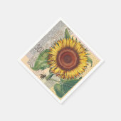 Serviette En Papier Tournesol Vintage Damas Fleur Art (Coin)