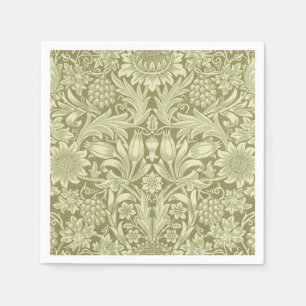 Serviette En Papier Tournesol William Morris Vintage Olive Damask