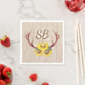 Serviette En Papier Tournesols Antlers rustique Pays Mariage en bois (En situation)