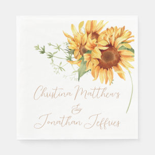 Serviette En Papier Tournesols aquarelles romantiques