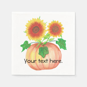 Serviette En Papier Tournesols d'automne en citrouille avec feuilles s