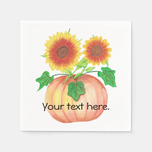Serviette En Papier Tournesols d'automne en citrouille avec feuilles s (Devant)