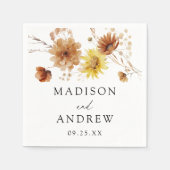 Serviette En Papier Tournesols d'automne rustique et Mariage Fleur sau (Devant)