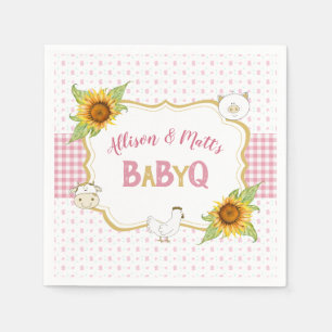 Serviette En Papier Tournesols de campagne rose à carreaux bébé Q barb