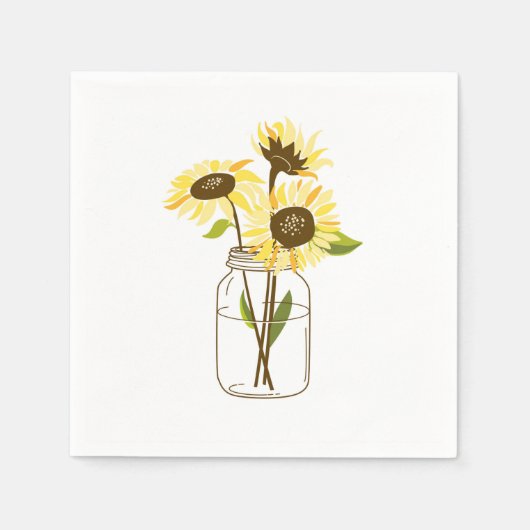 Serviette En Papier Tournesols En Papier Mason Jar (Devant)