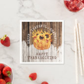 Serviette En Papier Tournesols rustiques Citrouille Wood Thanksgiving (En situation)