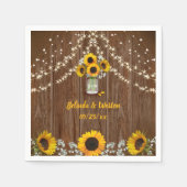 Serviette En Papier Tournesols rustiques et Mariage Mason Jar (Devant)