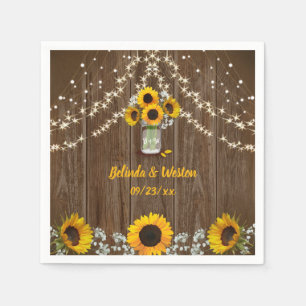 Serviette En Papier Tournesols rustiques et Mariage Mason Jar