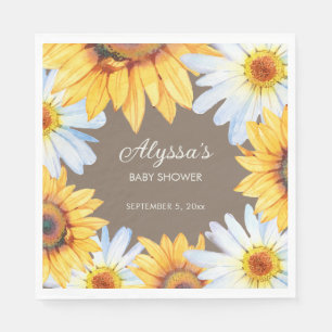 Serviette En Papier Tournesols rustiques Marguerites blanches Fête pré