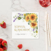 Serviette En Papier Tournesols rustiques & serviettes Mariage Lavander (En situation)