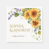 Serviette En Papier Tournesols rustiques & serviettes Mariage Lavander (Devant)
