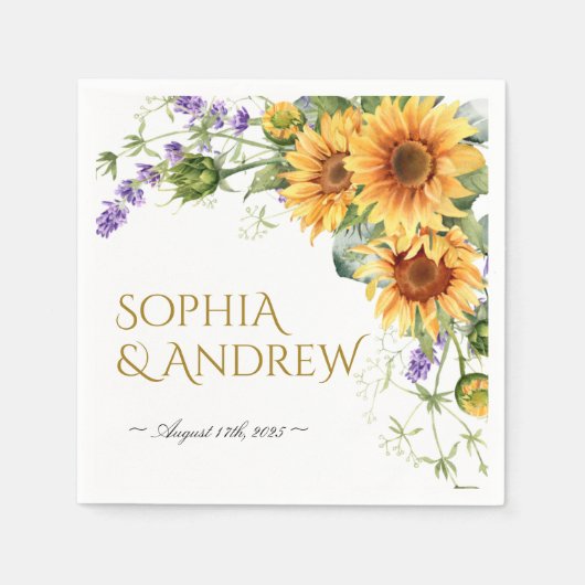 Serviette En Papier Tournesols rustiques & serviettes Mariage Lavander (Devant)