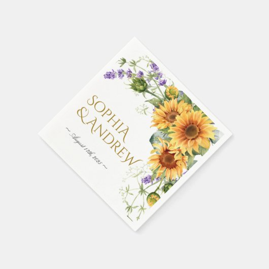 Serviette En Papier Tournesols rustiques & serviettes Mariage Lavander (Coin)