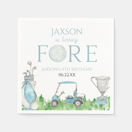 Serviette En Papier Tournez Fore Blue Golf 4e anniversaire (Devant)
