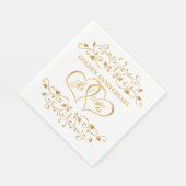 Serviette En Papier Tournoyants dorés, cœurs unis 50e Anniversaire (Coin)