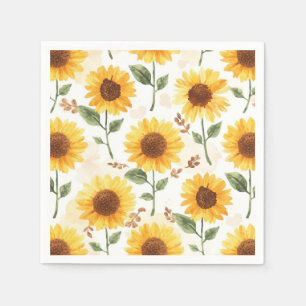 Serviette En Papier Tournsoleils Jaunes Aquarelle Floral Fantaisiste