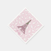 Serviette En Papier Tours Eiffel Roses Léopard Rose (Coin)