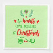 Serviette En Papier Tous Les Coeurs Se Réunissent Lors Des Fêtes De No (Devant)