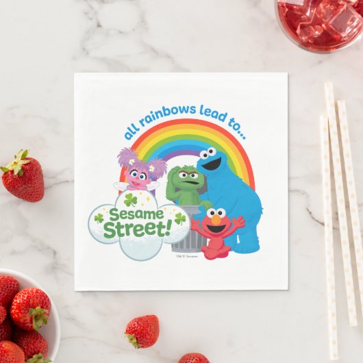 Serviette En Papier Tous les Rainbows mènent à Sesame Street (En situation)