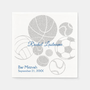 Serviette En Papier Tous les sports Mitzvah Silver