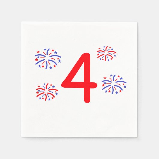 Serviette En Papier Tout âge Feu d'artifice Anniversaire (Devant)