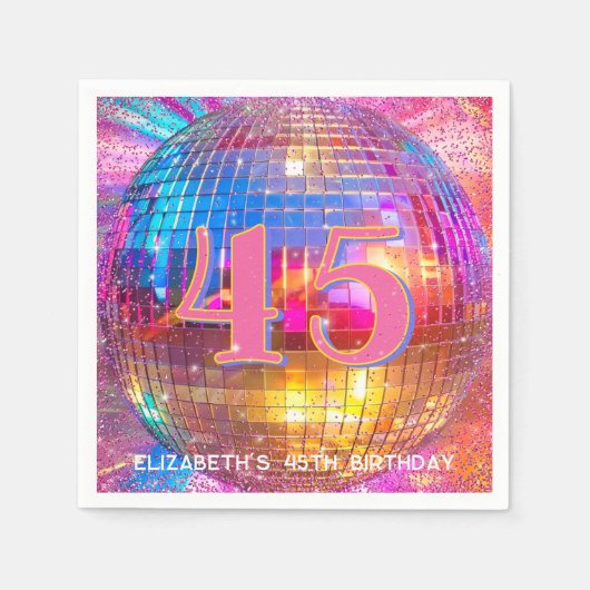 Serviette En Papier Tout âge Parties scintillant rose Personnalisé Dis (Devant)