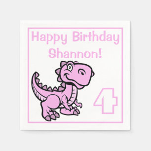 Serviette En Papier Tout âge rose T Rex Dinosaur Anniversaire