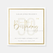 SERVIETTE EN PAPIER TOUT ÂGE SIMPLE ÉLÉGANTE TYPOGRAPHIE OR ANNIVERSAI (Devant)