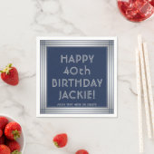 Serviette En Papier TOUT Anniversaire Elegant Navy Blue and Silver Par (En situation)