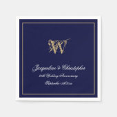 Serviette En Papier Tout Anniversaire Monogram Chic Navy Papier bleu (Devant)