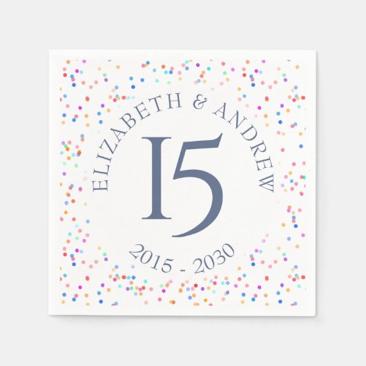 Serviette En Papier Tout Anniversaire Rainbow Confetti (Devant)