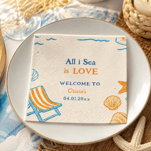 Serviette En Papier Tout ce que je vois est l'amour Côtes Audacieuses