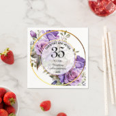 Serviette En Papier Tout Mariage (35) Gold Frame Roses Anniversaire (En situation)