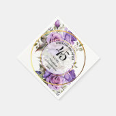 Serviette En Papier Tout Mariage (45) Gold Frame Roses Anniversaire (Coin)