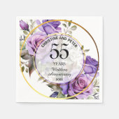 Serviette En Papier Tout Mariage (55) Gold Frame Roses Anniversaire (Devant)